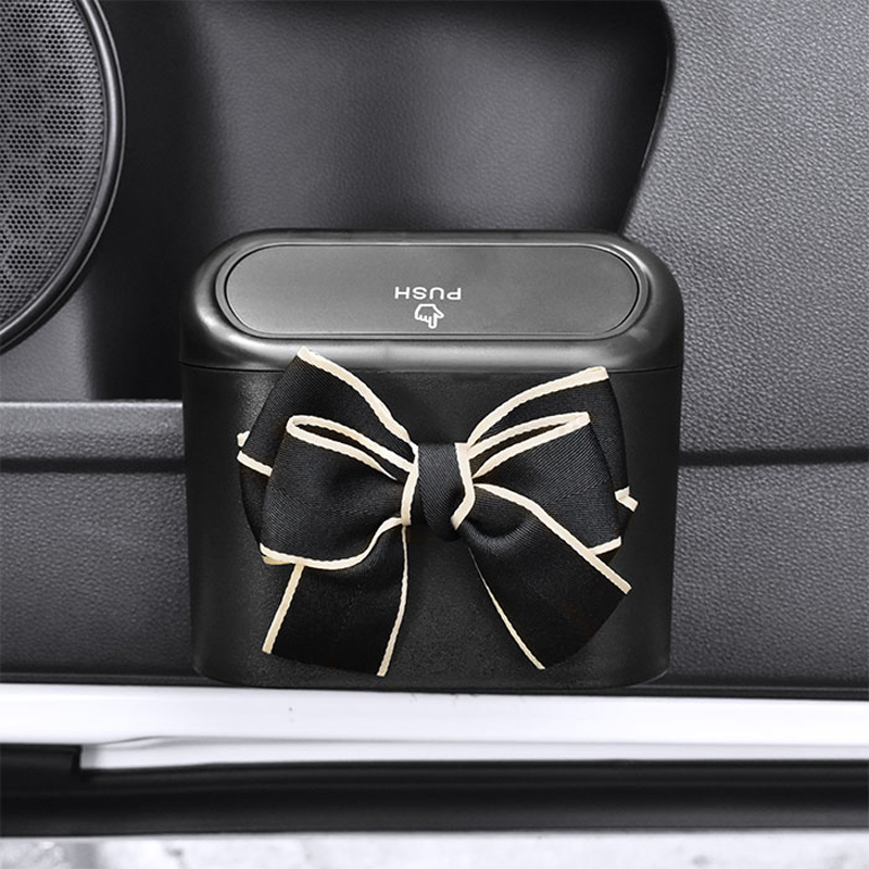 Cute Bowknot Car Trash Bin Hanging Vehicle Garbage Dust Case Storage Box Pressing Type Trash Can Auto Car Interior Accessories Cute Bowknot Car Trash Bin Hanging Vehicle Garbage Dust Case Storage Box Pressing Type Trash Can Auto Car Interior Accessories