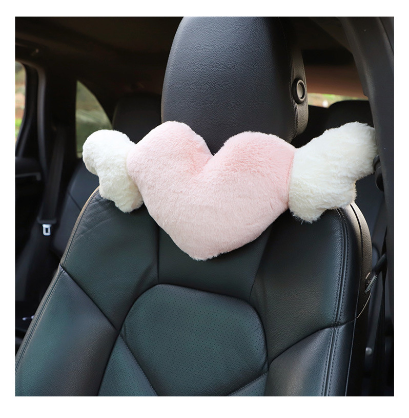 Heart-Shaped Car Headrest Plush Love Neck Pillow Seat Universal Lumbar Pillow Support Accessories Back Car Cushion