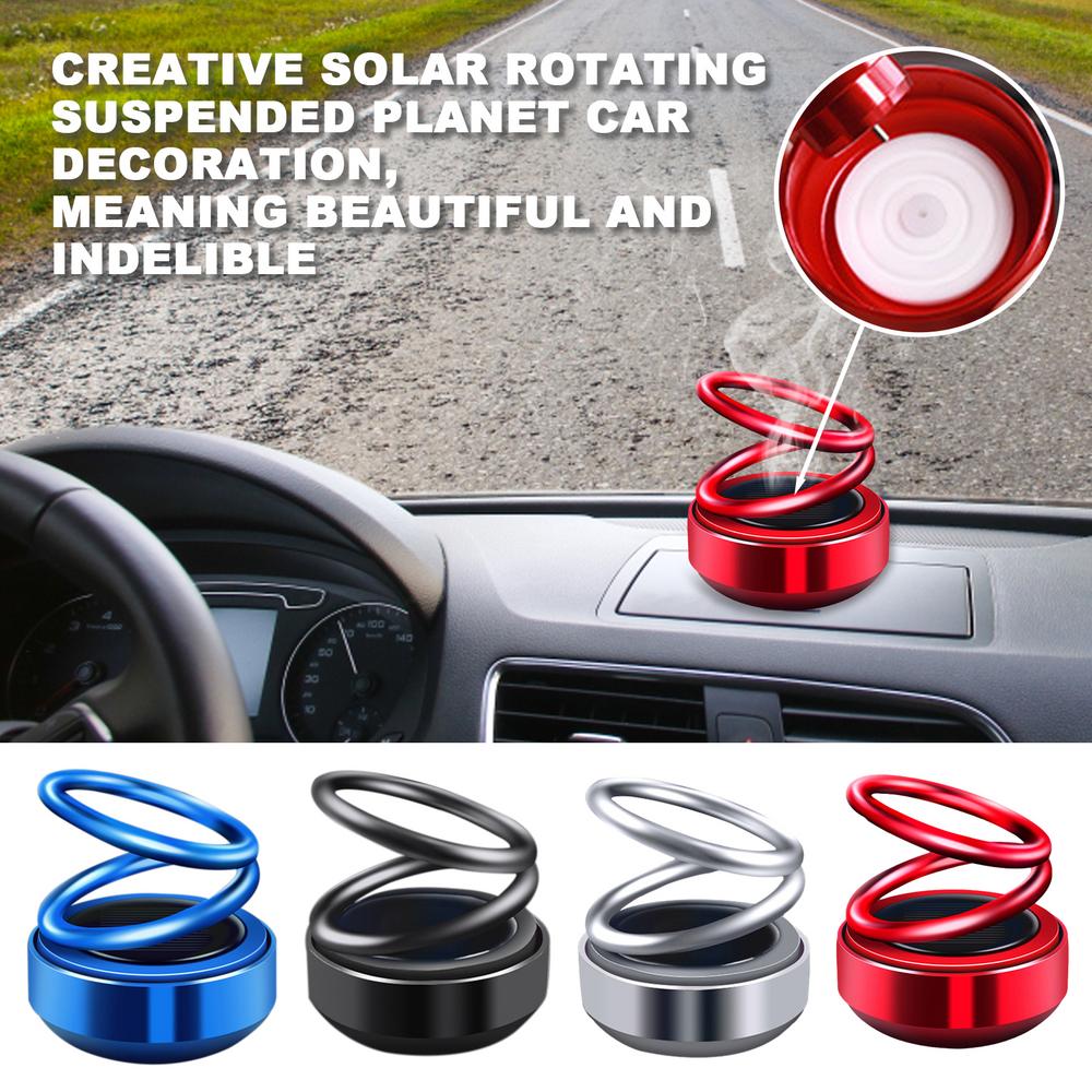 Car Air Freshener Solar Powered Double Ring Rotating Air Cleaner Automobile Interior Perfume Fragrance Diffuser Aromatherapy