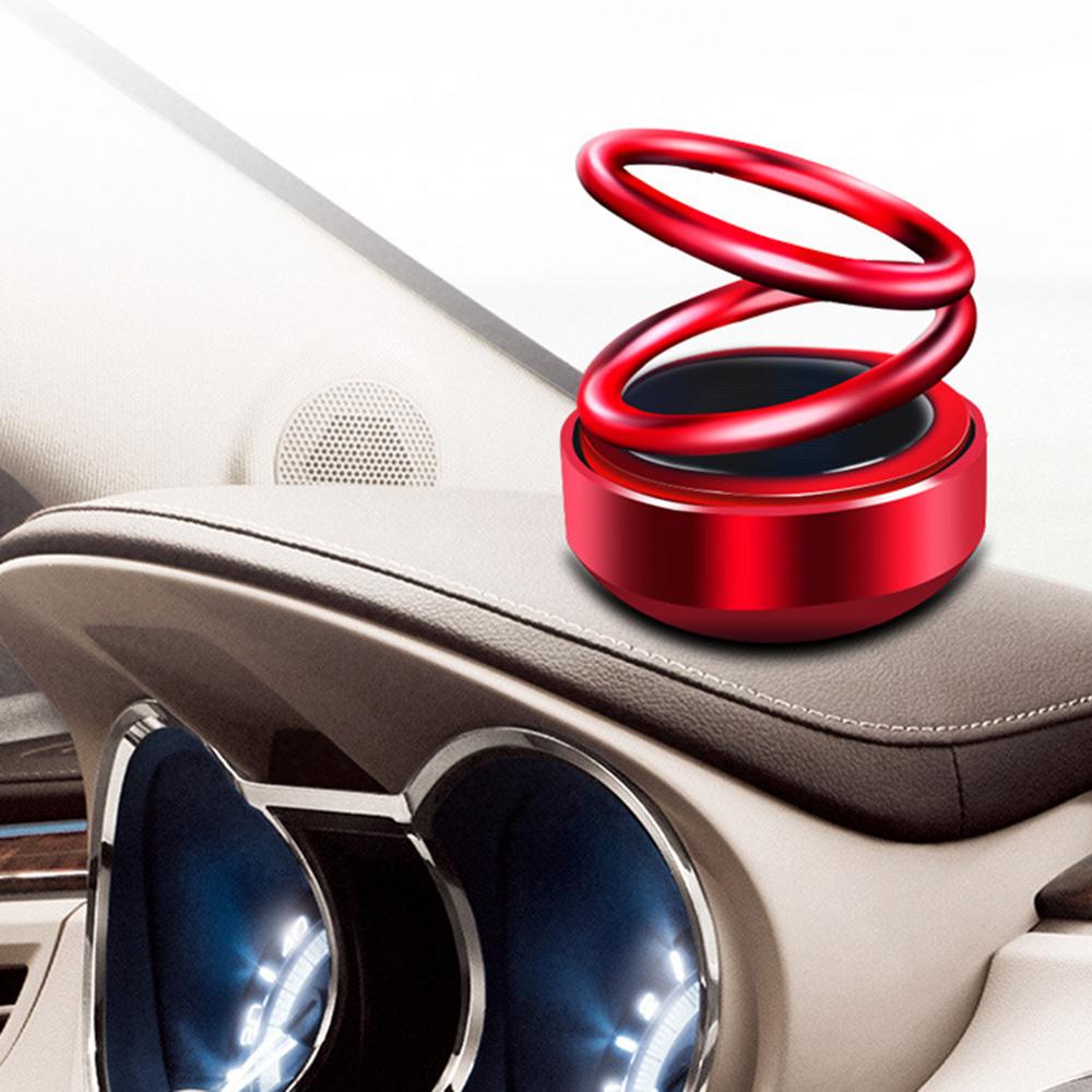 Car Air Freshener Solar Powered Double Ring Rotating Air Cleaner Automobile Interior Perfume Fragrance Diffuser Aromatherapy