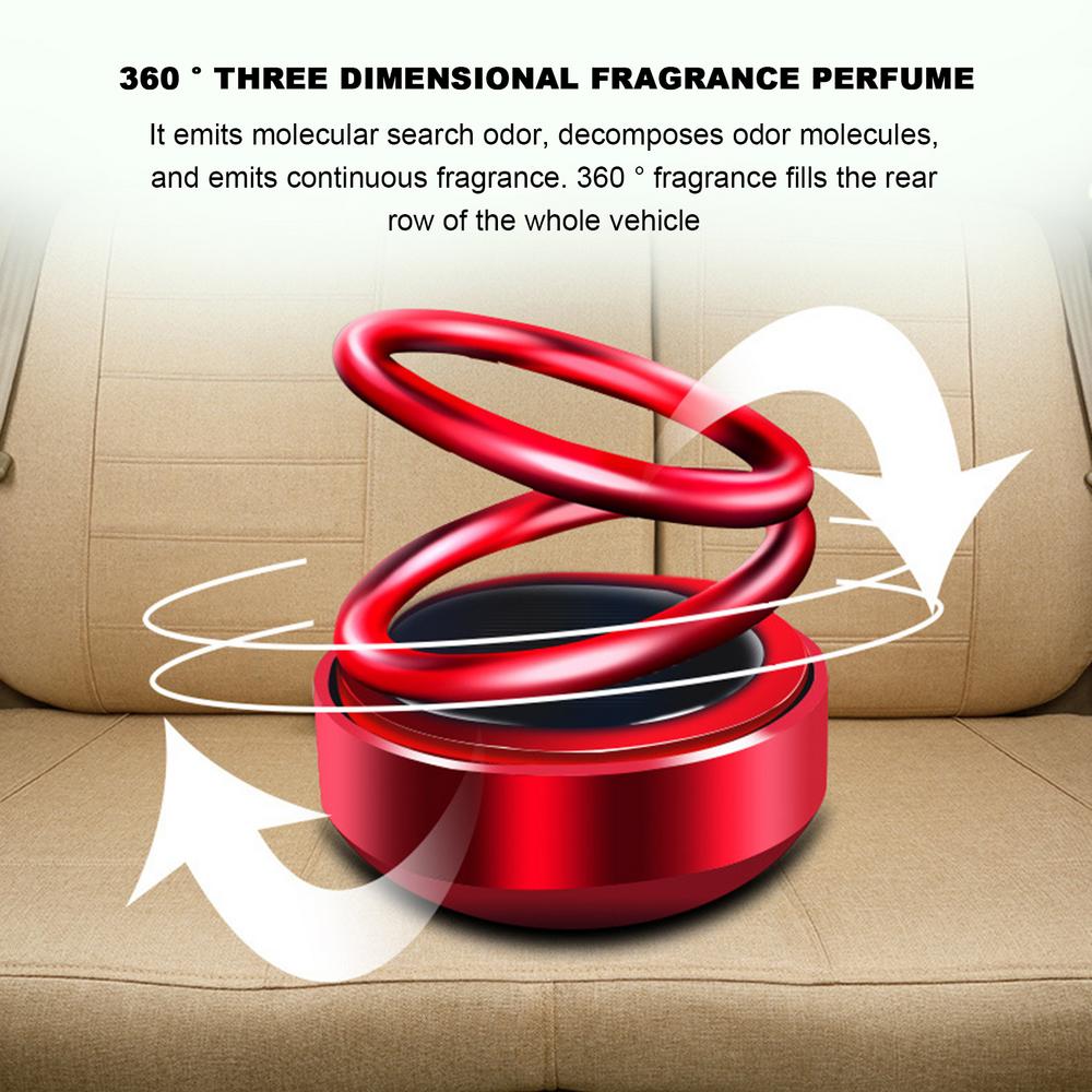 Car Air Freshener Solar Powered Double Ring Rotating Air Cleaner Automobile Interior Perfume Fragrance Diffuser Aromatherapy