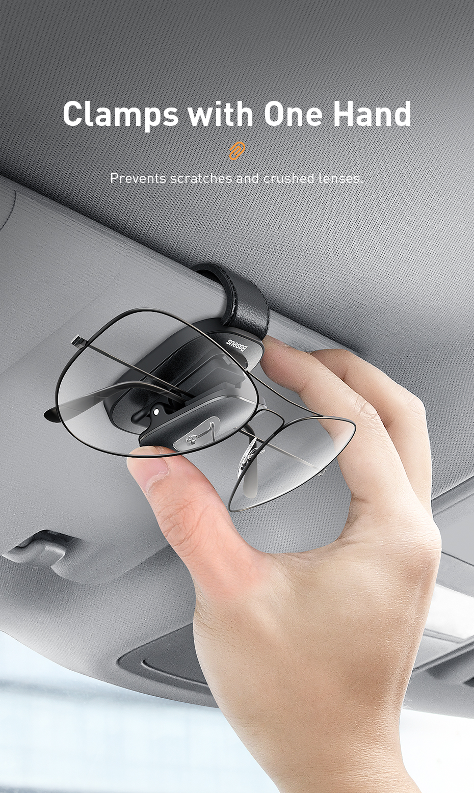 Baseus Car Eyeglass Holder Glasses Storage Clip For Audi Bmw Auto Interior Organize Accessories Car Sunglasses Holder