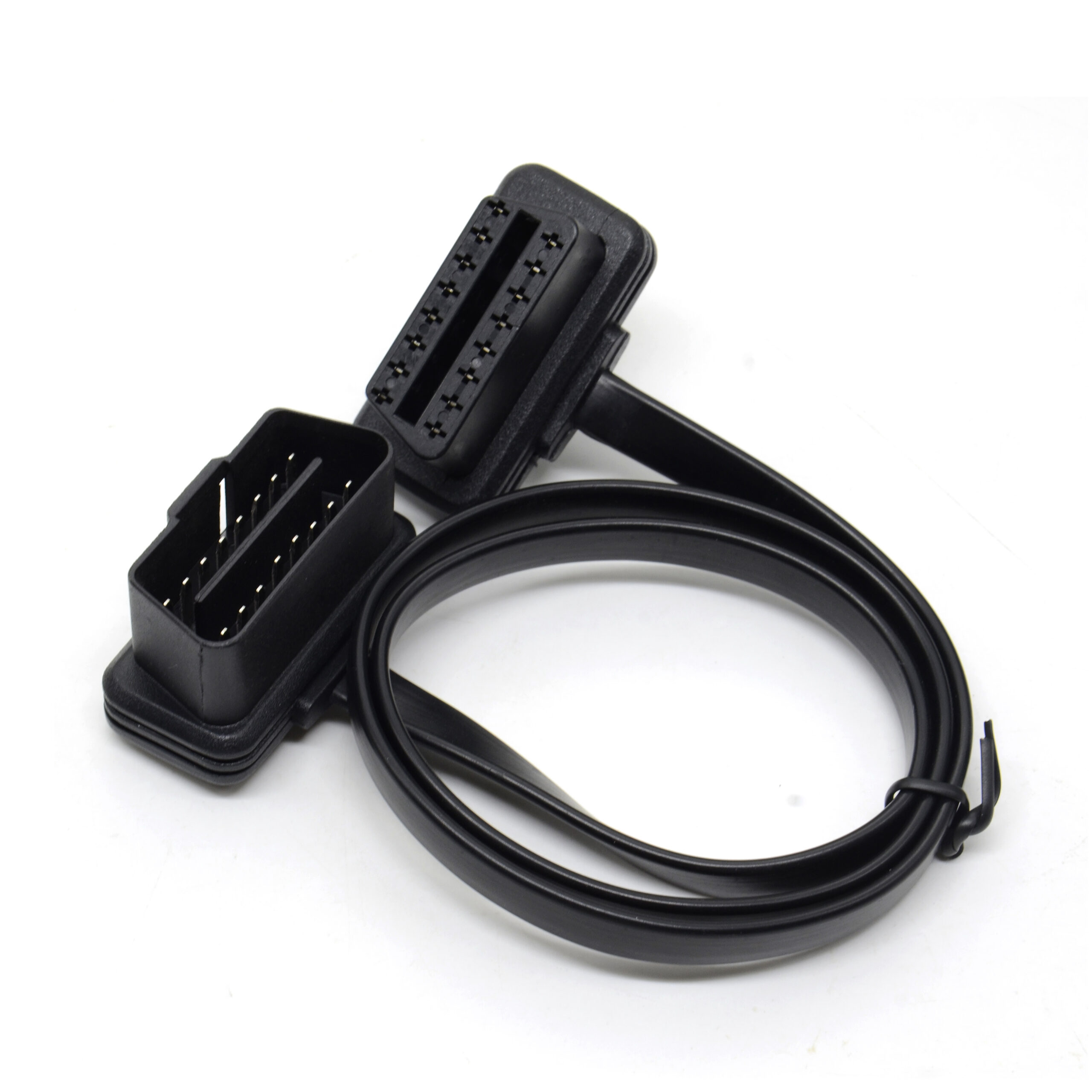 30/60/100CM Flat+Thin As Noodle 16 Pin Socket OBD OBDII OBD2 16Pin Male To Female Car Scanner Extension Cable Connector