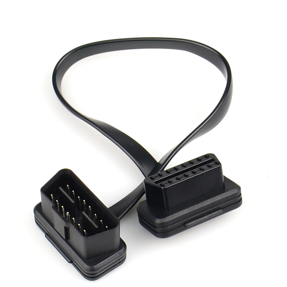 30/60/100CM Flat+Thin As Noodle 16 Pin Socket OBD OBDII OBD2 16Pin Male To Female Car Scanner Extension Cable Connector