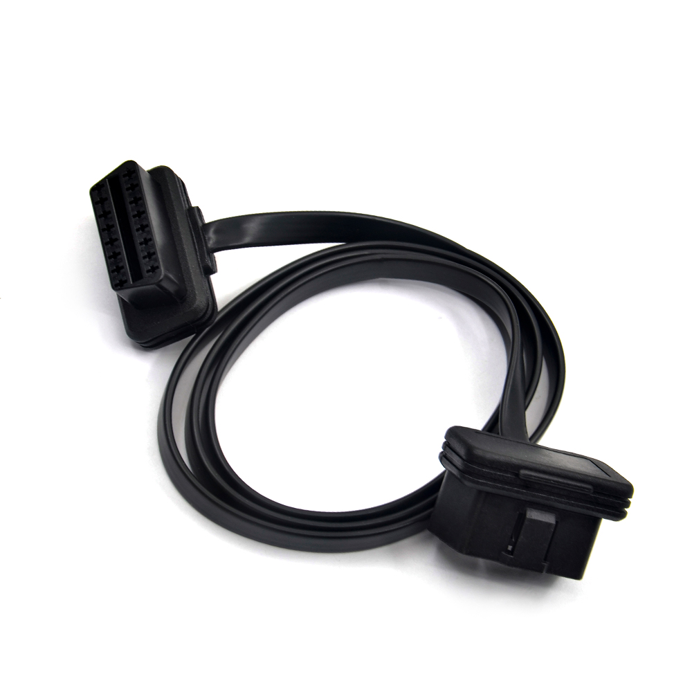 30/60/100CM Flat+Thin As Noodle 16 Pin Socket OBD OBDII OBD2 16Pin Male To Female Car Scanner Extension Cable Connector