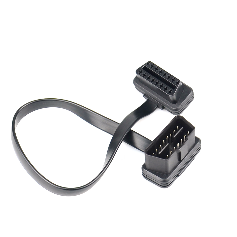 30/60/100CM Flat+Thin As Noodle 16 Pin Socket OBD OBDII OBD2 16Pin Male To Female Car Scanner Extension Cable Connector