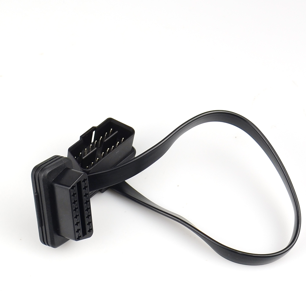 30/60/100CM Flat+Thin As Noodle 16 Pin Socket OBD OBDII OBD2 16Pin Male To Female Car Scanner Extension Cable Connector