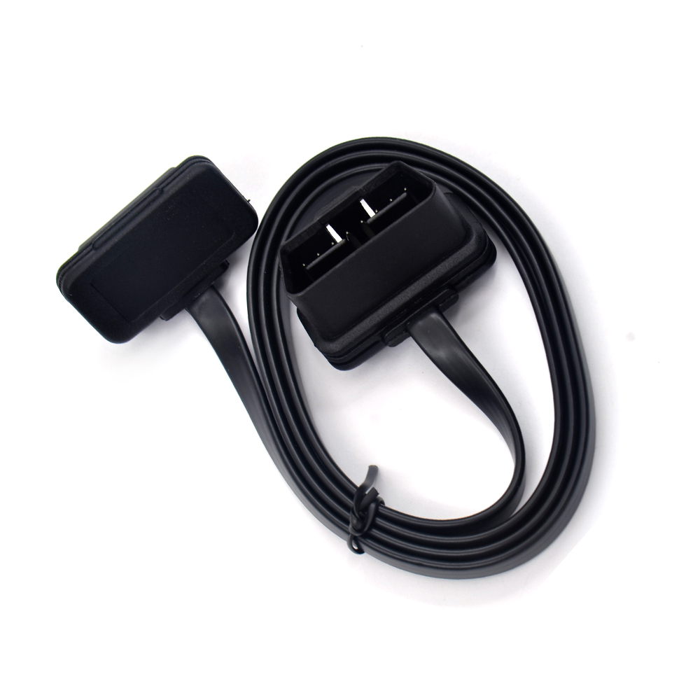 30/60/100CM Flat+Thin As Noodle 16 Pin Socket OBD OBDII OBD2 16Pin Male To Female Car Scanner Extension Cable Connector