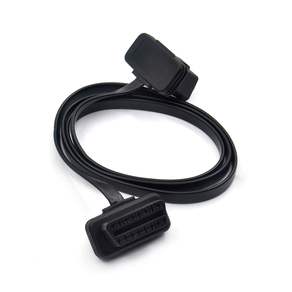 30/60/100CM Flat+Thin As Noodle 16 Pin Socket OBD OBDII OBD2 16Pin Male To Female Car Scanner Extension Cable Connector