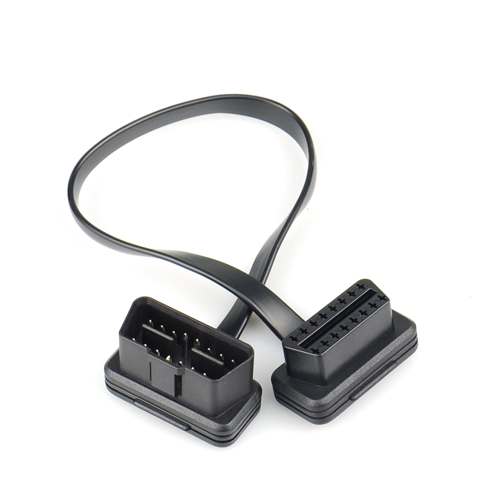 30/60/100CM Flat+Thin As Noodle 16 Pin Socket OBD OBDII OBD2 16Pin Male To Female Car Scanner Extension Cable Connector