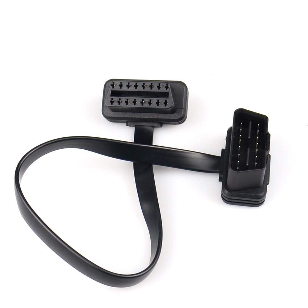 30/60/100CM Flat+Thin As Noodle 16 Pin Socket OBD OBDII OBD2 16Pin Male To Female Car Scanner Extension Cable Connector