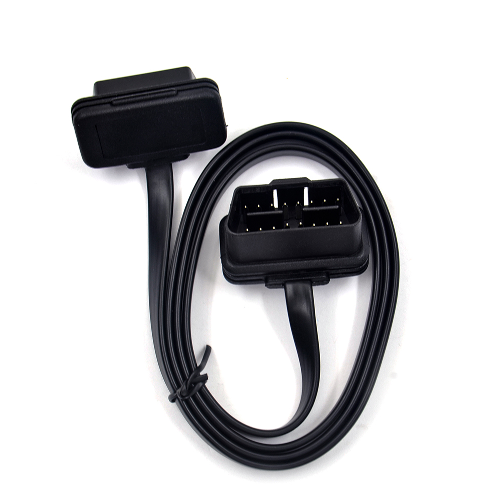 30/60/100CM Flat+Thin As Noodle 16 Pin Socket OBD OBDII OBD2 16Pin Male To Female Car Scanner Extension Cable Connector