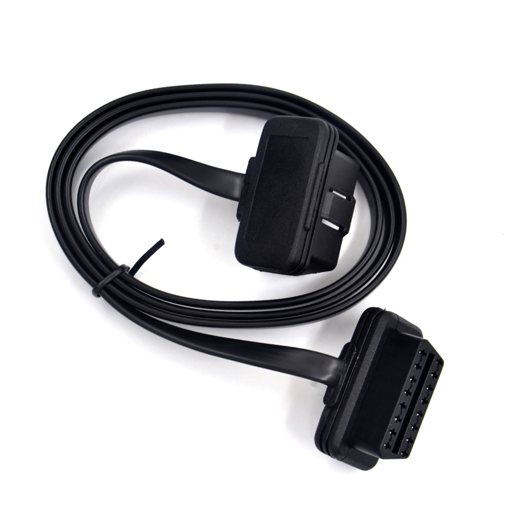 30/60/100CM Flat+Thin As Noodle 16 Pin Socket OBD OBDII OBD2 16Pin Male To Female Car Scanner Extension Cable Connector