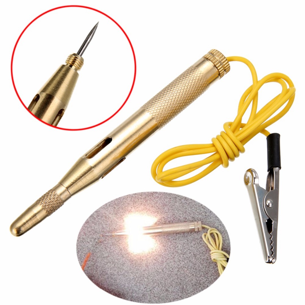 HOT!!! Auto Car Light Circuit Tester Lamp Voltage DC 6V 12V 24V Copper Test Pen Detector Probe Light System Test Probe Lamp