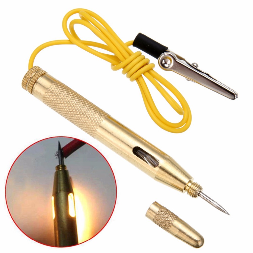 HOT!!! Auto Car Light Circuit Tester Lamp Voltage DC 6V 12V 24V Copper Test Pen Detector Probe Light System Test Probe Lamp