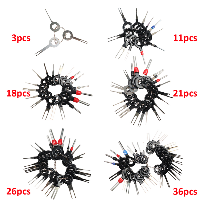 11/18/26Pcs Car Terminal Removal Repair Tools Electrical Wiring Crimp Connector Pin Extractor Kit Keys Automotive Plug Pullers