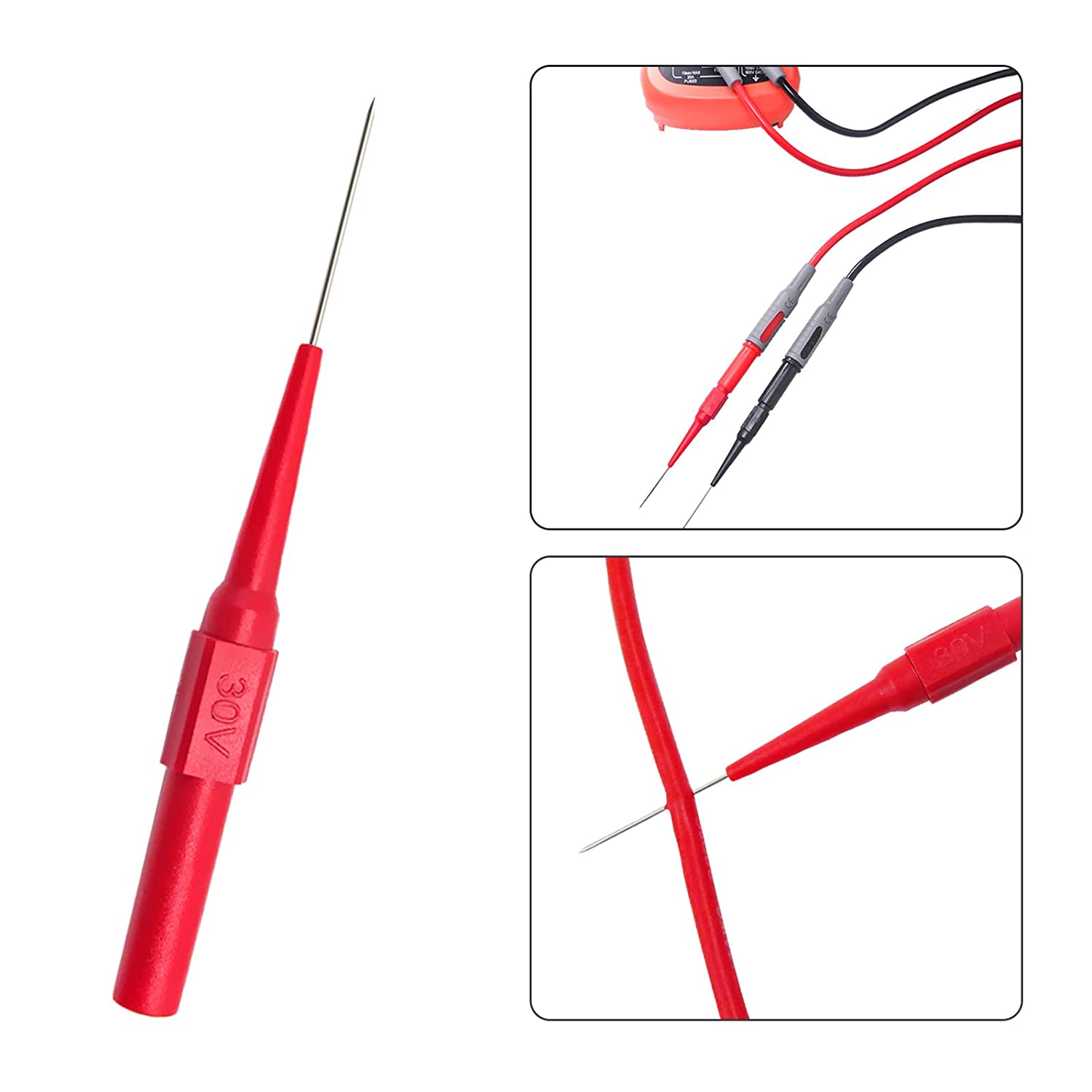 30V Car Tip Probes Diagnostic Tools Auto Multimeter Test Leads Extention Back Piercing Needle Tip Probes Mechanical Tools