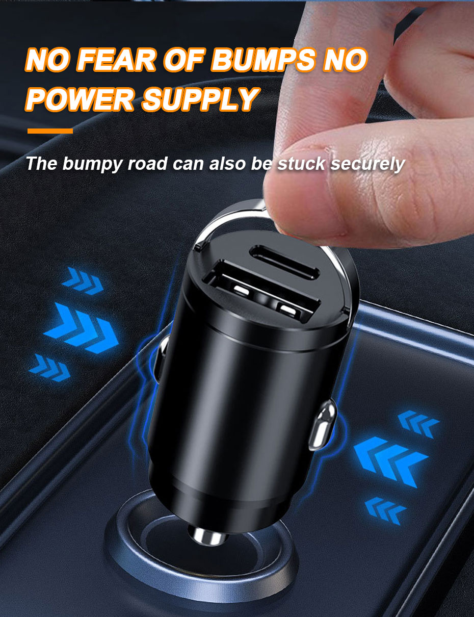 SEAMETAL 100W Car USB Charger Super Charge USB-A USB-C Cigarette Lighter Adapter Hidden Phone Charger for iPhone Huawei Samsung