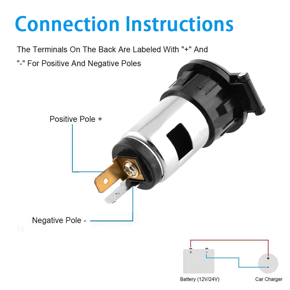 120W 12V-24V Waterproof Car Auto Motorcycle Cigarette Lighter Power Plug Socket For Motorcycles Boats Mowers Tractors Cars