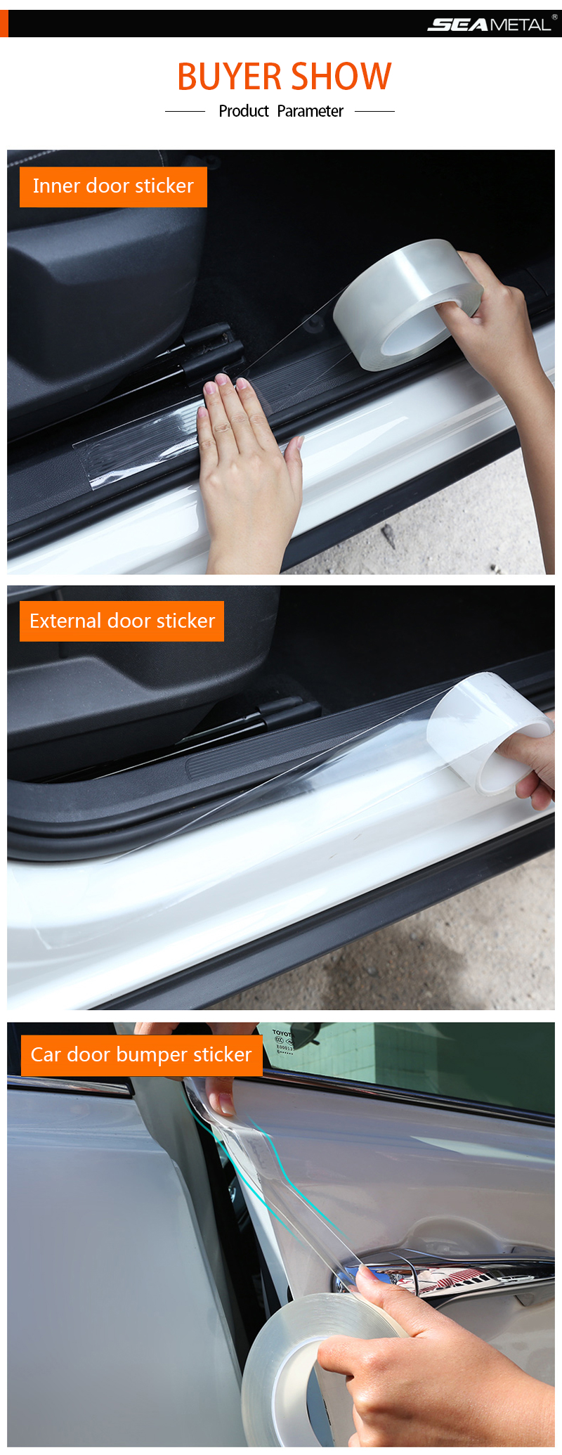 SEAMETAL Car Stickers Door Edge Protector Universal Car Door Sill Sticker Anti Scratch Transparent Film Auto Threshold Guard