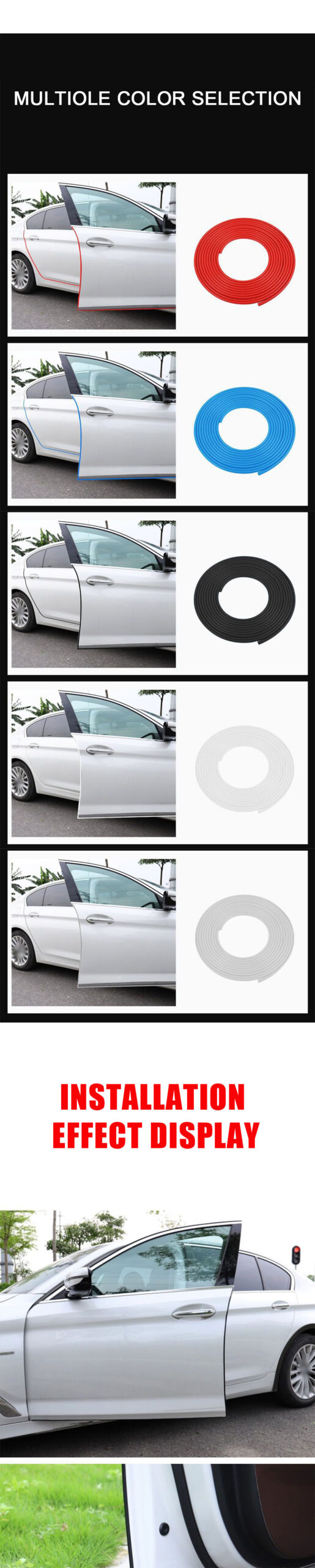 2/5/10M Car Door Protector U Type Universal Car Door Edge Guards Strip Rubber Moulding Sealing Scratch Protector Strip for Auto