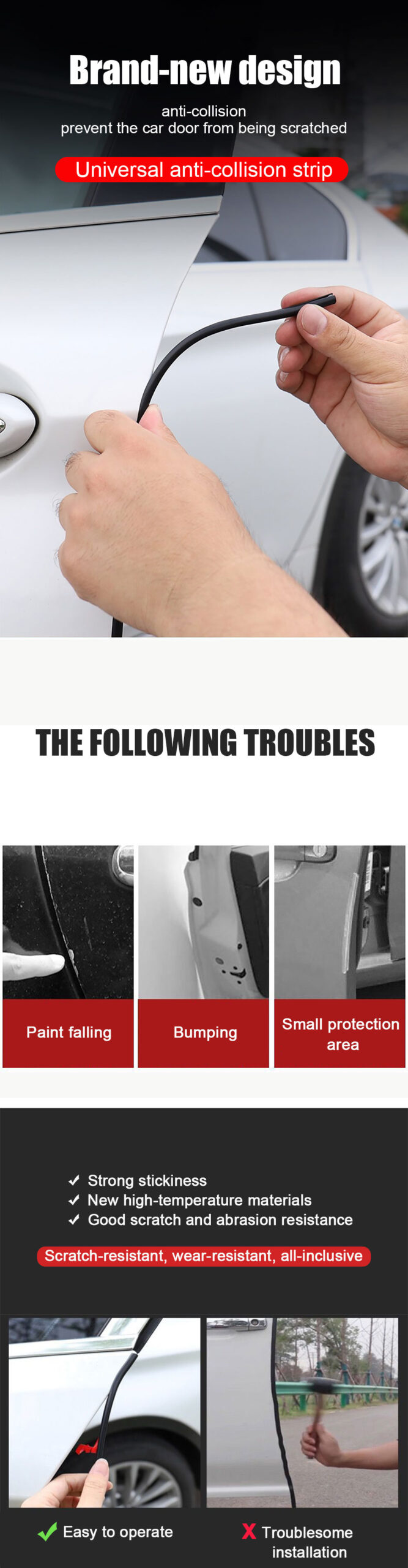 2/5/10M Car Door Protector U Type Universal Car Door Edge Guards Strip Rubber Moulding Sealing Scratch Protector Strip for Auto