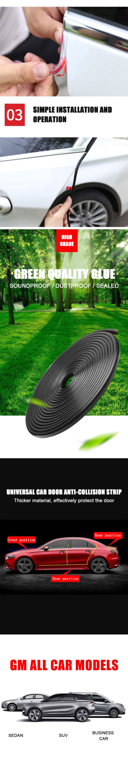 2/5/10M Car Door Protector U Type Universal Car Door Edge Guards Strip Rubber Moulding Sealing Scratch Protector Strip for Auto